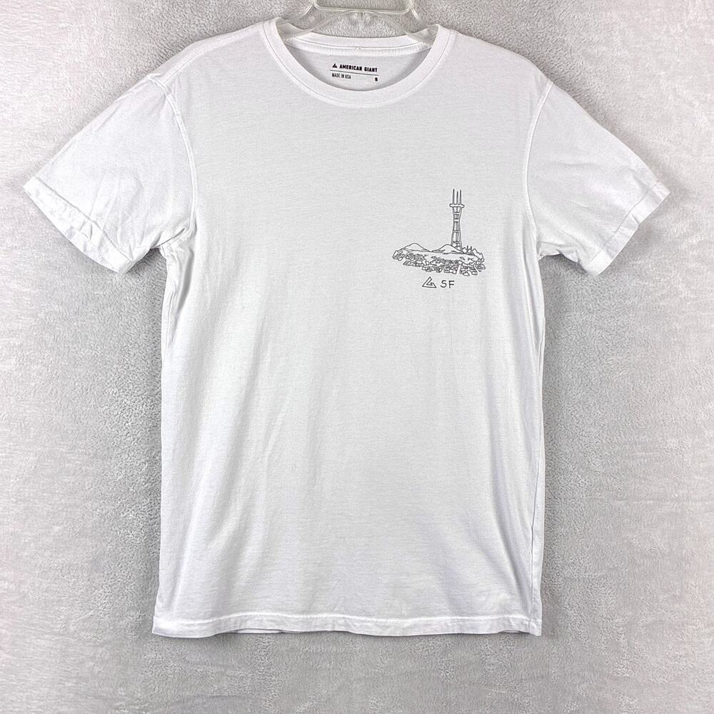 American Giant Tshirt Mens S White San Francisco Sutro Tower Preppy Classic USA